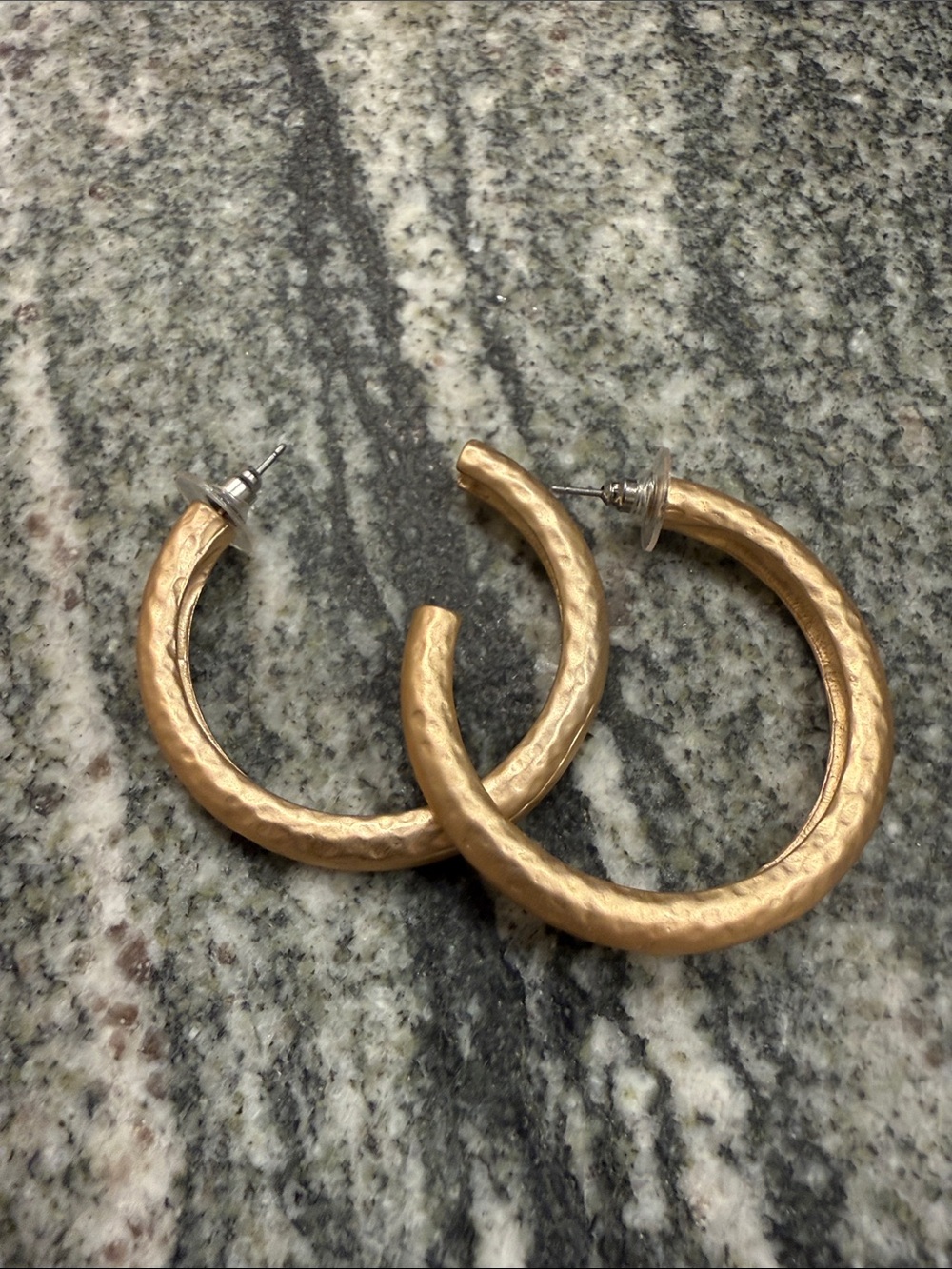 Hammered Gold Hoop Earrings for Women- Never Worn!